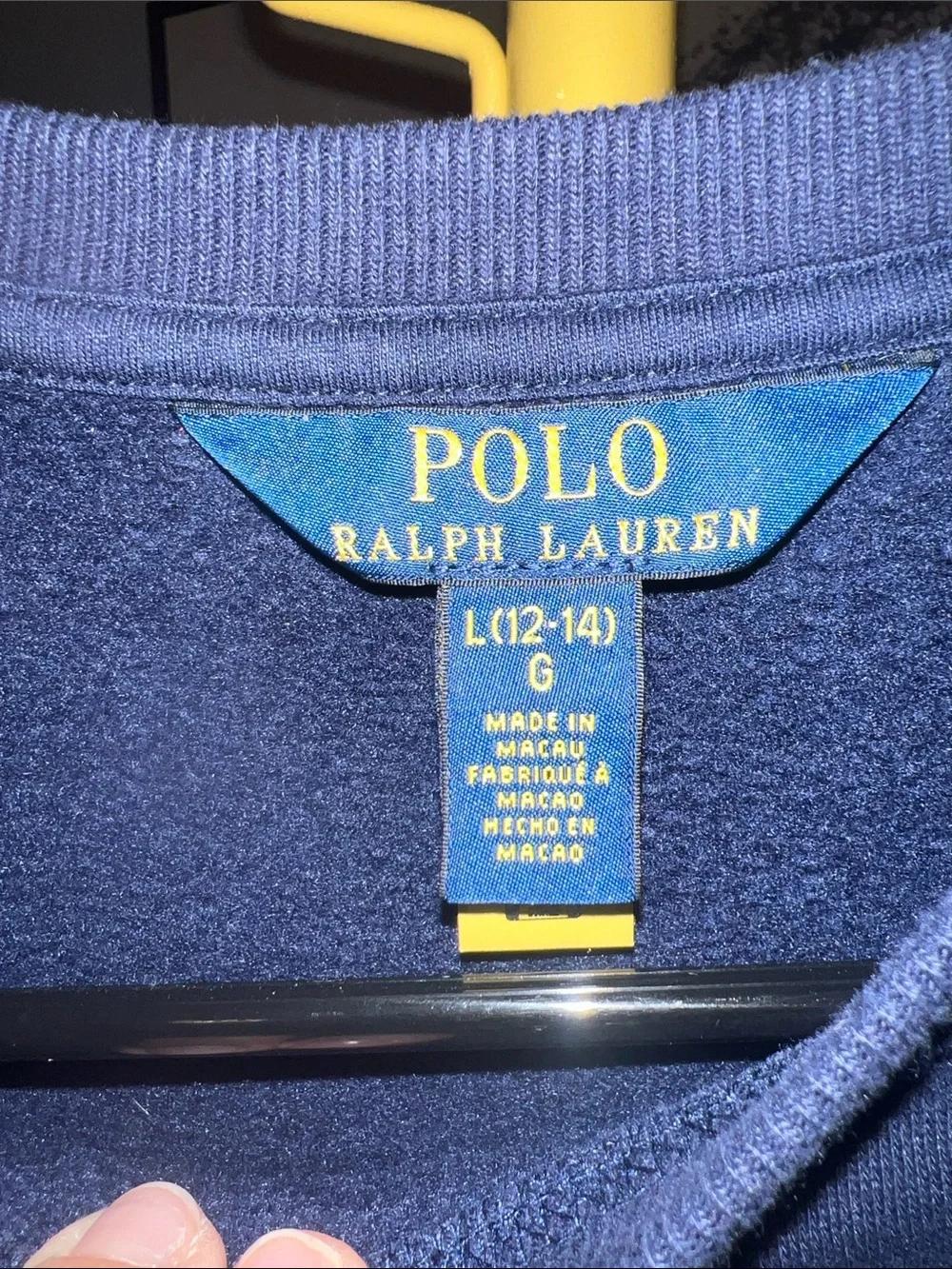 Ralph Lauren Navy Sweatshirt with Embroidered Polo Bear